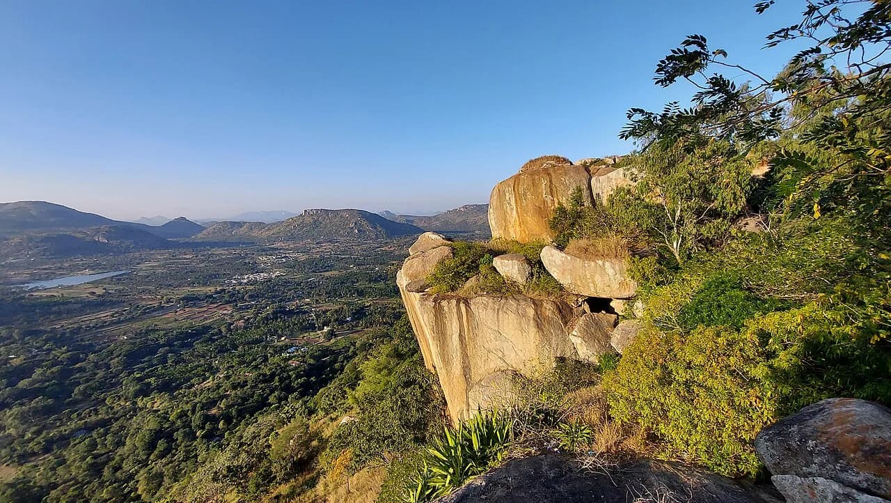 Rocky green hills at Devarayanadurga.