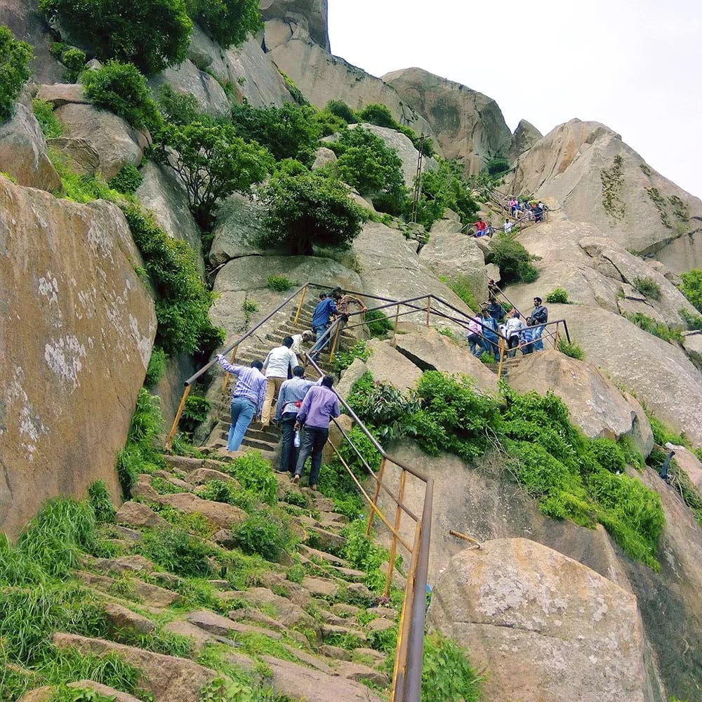 The rocky profile of Shivagange hill.