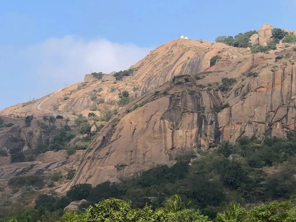 A sunrise view from the nearby Hutridurga hilltop.